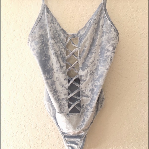 💋 Super Sexy Baby Blue Suede Body Suit (Charolette Russe) - Picture 8 of 15